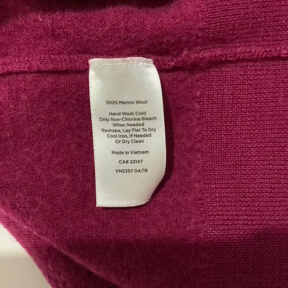 Talbots Merino Wool Sweater Women Small Long Sleeve Button Accent Magenta Red - Picture 6 of 8